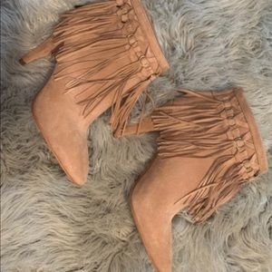 NINE WEST Fringe Booties